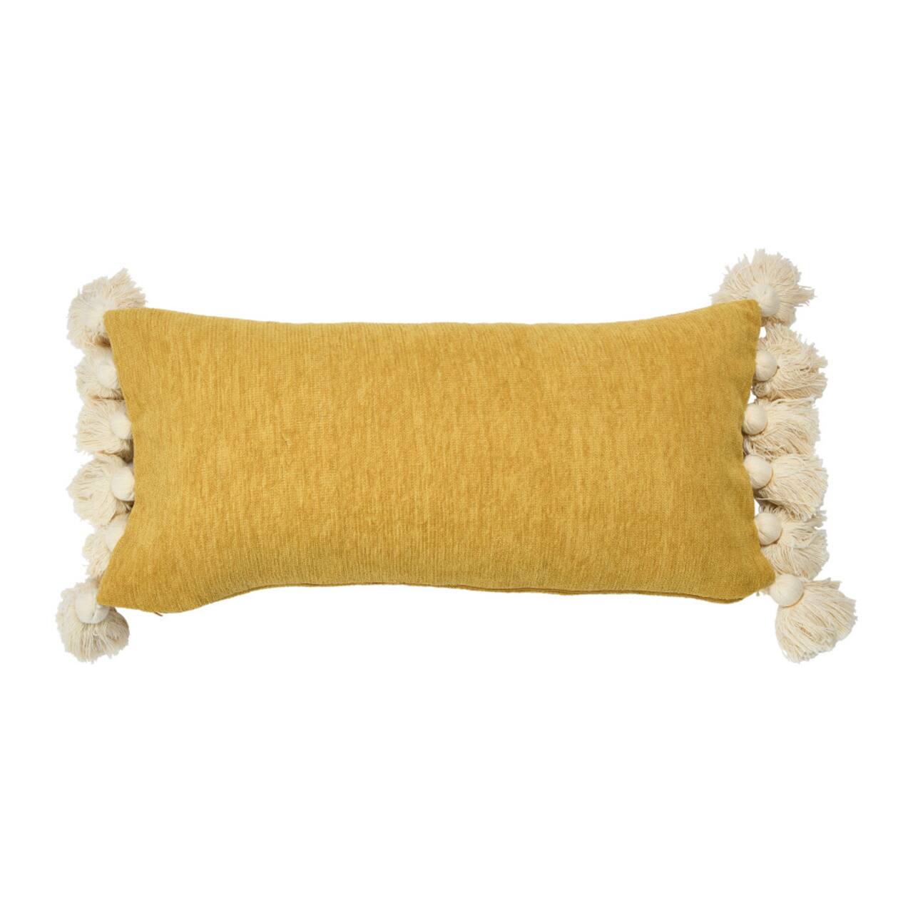 Hello Honey® Yellow Chenille Lumbar Pillow with Tassels